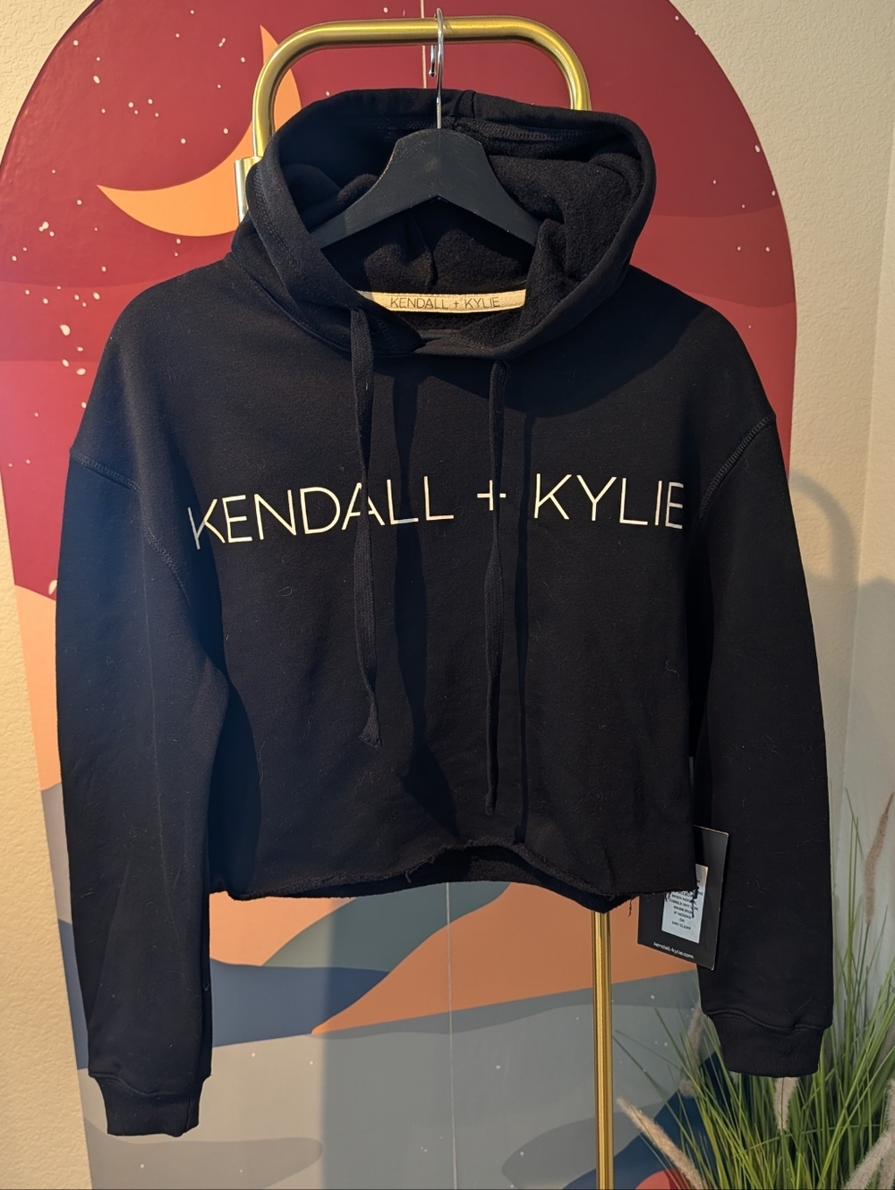 Kendall & Kylie Black Cropped Logo Hoodie